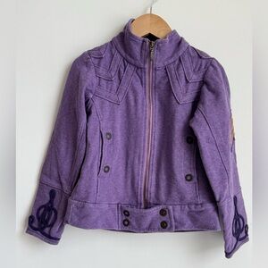 Oilily Purple Music Guitar Bomber Jacket Girl 5T 6T Military Style Festival Bead